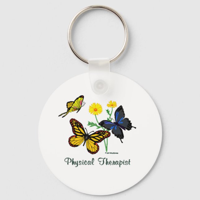 Physical Therapist Butterflies Keychain (Front)