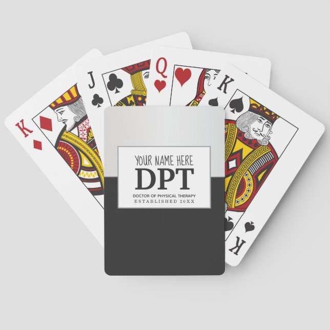Physical Therapist DPT Customized Silver & Black Playing Cards (Back)