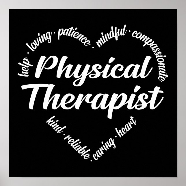Physical Therapist Heart Word Cloud Poster (Front)