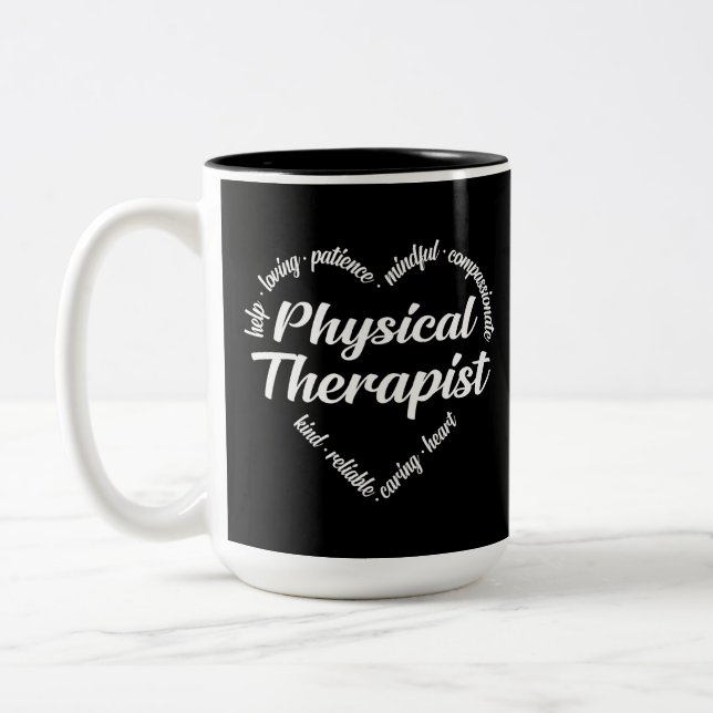 Physical Therapist Heart Word Cloud Two-Tone Coffee Mug (Left)