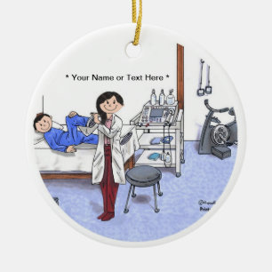 Physical Therapist, long black hair Ceramic Ornament