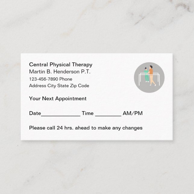 Physical Therapist Patient Appointment  Card (Front)