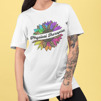 Physical Therapist Profession Rainbow Sunflower T-Shirt