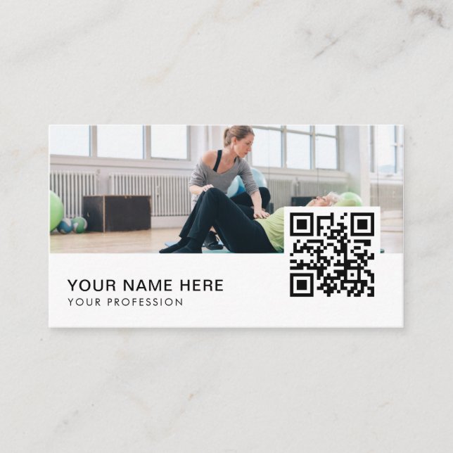 Physical Therapist QR Code  Business Card (Front)