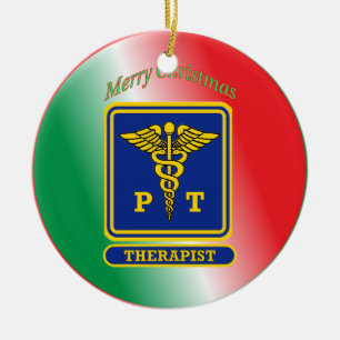 Physical Therapist Shield Custom Ceramic Ornament