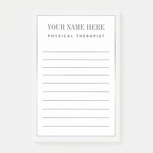 Physical Therapist Silver Border Post-it Notes (Front)