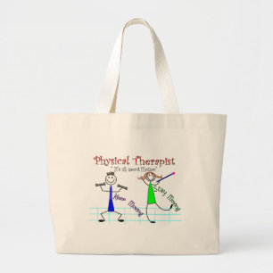 Physical Therapist Stick People "Keep Moving" Large Tote Bag