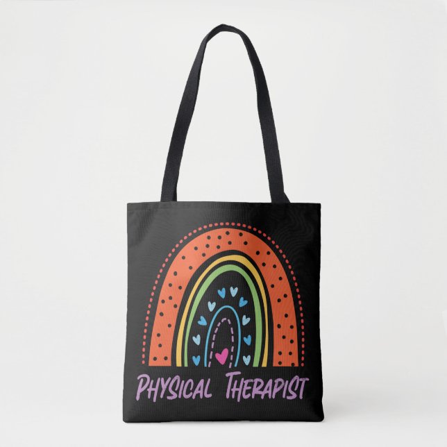 Physical Therapist Therapy Assistant Rainbow Tote Bag (Front)