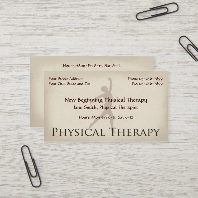 Physical Therapist Therapy Business Cards (Front/Back In Situ)
