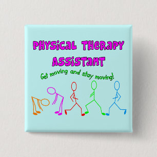 Physical Therapy Assistant Stick People Design 2 Inch Square Button