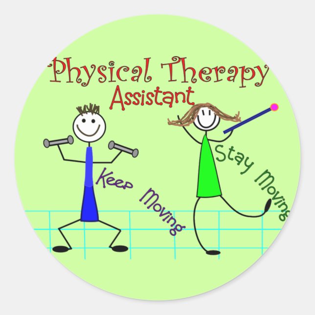 Physical Therapy Assistant Stick People Design Classic Round Sticker (Front)