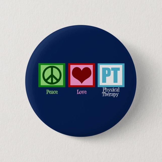 Physical Therapy Blue 2 Inch Round Button (Front)