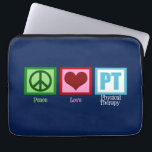 Physical Therapy Blue Peace Love PT Laptop Sleeve<br><div class="desc">Pretty physical therapist gift. Peace Love PT written on a dark blue background. Customize with your practice or company name and information.</div>
