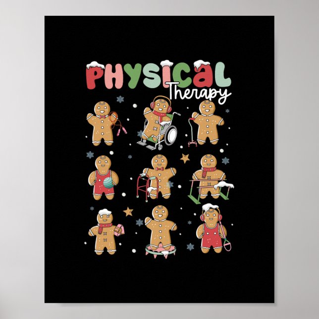 physical therapy christmas gingerbread physical th poster (Front)