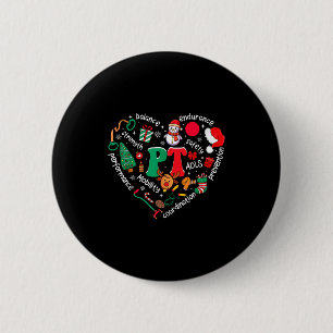 Physical Therapy Christmas Heart Pt Therast Xmas M 2 Inch Round Button