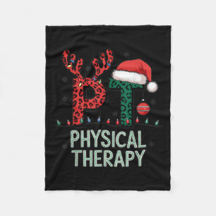 Physical Therapy Christmas Santa Hat Pt Therapist Fleece Blanket