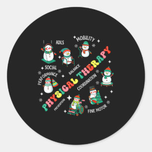 Physical Therapy Christmas Snowman Pt Physical The Classic Round Sticker