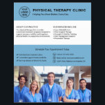 Physical Therapy Clinic Blue Logo Photo QR Flyer<br><div class="desc">Professional physical therapy flyer with front-side space for logo, photo, services, key information, and contact details. The back features a QR code to help patients stay connected, along with replaceable social media icons. Ideal for promoting services with a clean, trustworthy layout. Visit the store for more coordinated business marketing designs....</div>