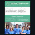 Physical Therapy Clinic Green Logo Photo QR Flyer<br><div class="desc">Professional physical therapy flyer with front-side space for logo, photo, services, key information, and contact details. The back features a QR code to help patients stay connected, along with replaceable social media icons. Ideal for promoting services with a clean, trustworthy layout. Visit the store for more coordinated business marketing designs....</div>