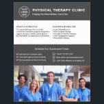 Physical Therapy Clinic Logo Photo QR Gray Flyer<br><div class="desc">Professional physical therapy flyer with front-side space for logo, photo, services, key information, and contact details. The back features a QR code to help patients stay connected, along with replaceable social media icons. Ideal for promoting services with a clean, trustworthy layout. Visit the store for more coordinated business marketing designs....</div>