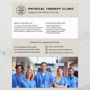 Physical Therapy Clinic Logo QR Neutral Beige Flyer