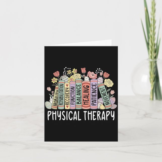 Physical Therapy Floral Book Easter PT Physical Card (Front)