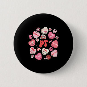 Physical Therapy Groovy Valentine's Day Heart Cand 2 Inch Round Button