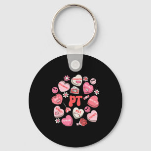 Physical Therapy Groovy Valentine's Day Heart Cand Keychain