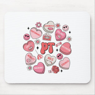 Physical Therapy Groovy Valentines Day Heart Candy Mouse Pad