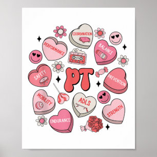 Physical Therapy Groovy Valentines Day Heart Candy Poster