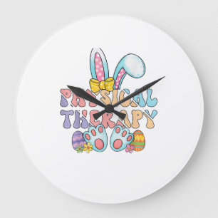 Physical Therapy Happy Easter Bunny Eggs PT Therap Large Clock