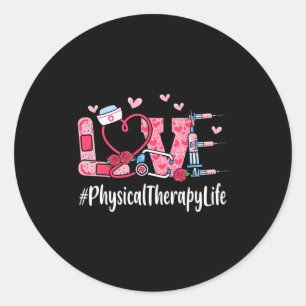 Physical Therapy Love Valentine Day Women Heart Ap Classic Round Sticker