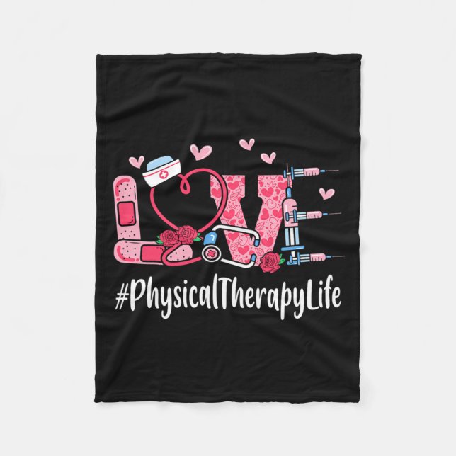Physical Therapy Love Valentine Day Women Heart Ap Fleece Blanket (Front)