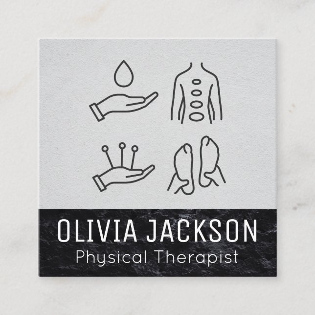 Physical Therapy | Massage Therapist Square Business Card (Front)