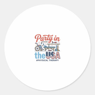 Physical Therapy Party in the USA Vintage T-Shirt_ Classic Round Sticker