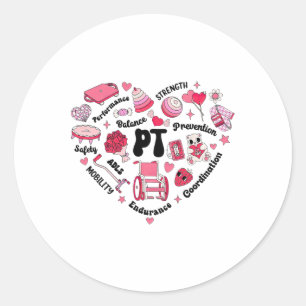 Physical Therapy Pediatric Pt Heart Valentine's Da Classic Round Sticker