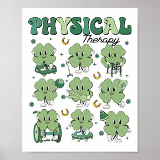 Physical Therapy Pt Funny Shamrock St Patricks Day Poster