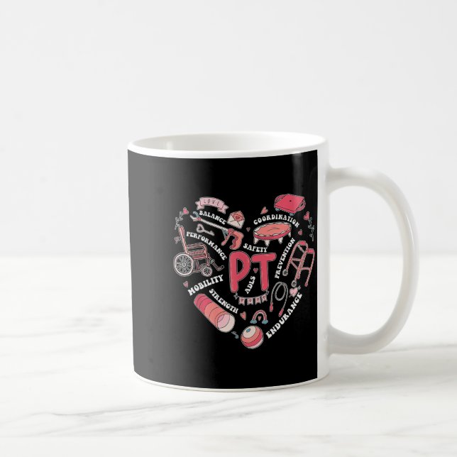 Physical Therapy Pt Valentine Heart Shape Physical Coffee Mug (Right)