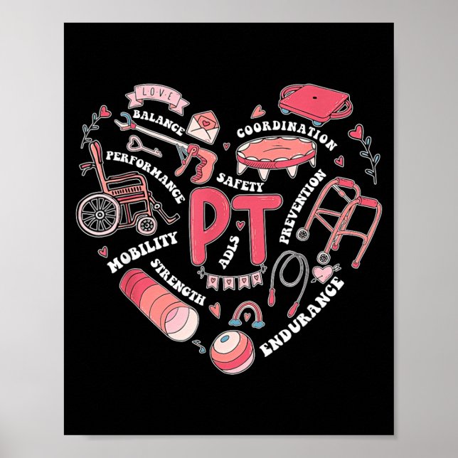 Physical Therapy Pt Valentine Heart Shape Physical Poster (Front)