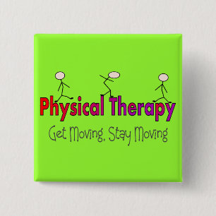 Physical Therapy Stick People Design 2 Inch Square Button