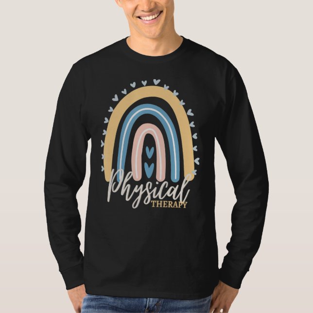 Physical Therapy Tee Rainbow Sunset Hearts Pt Squa (Front)
