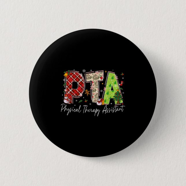 Physical Therapy Therast Istant Pta Santa Christma 2 Inch Round Button (Front)