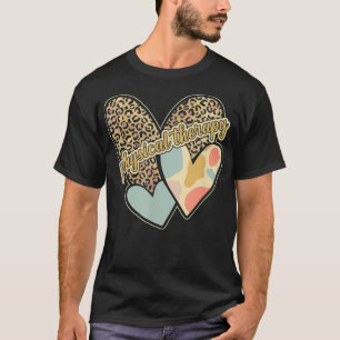 Physical Therapy Vintage Heart Leopard Print T-Shirt