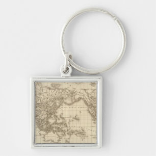 Physical world map keychain