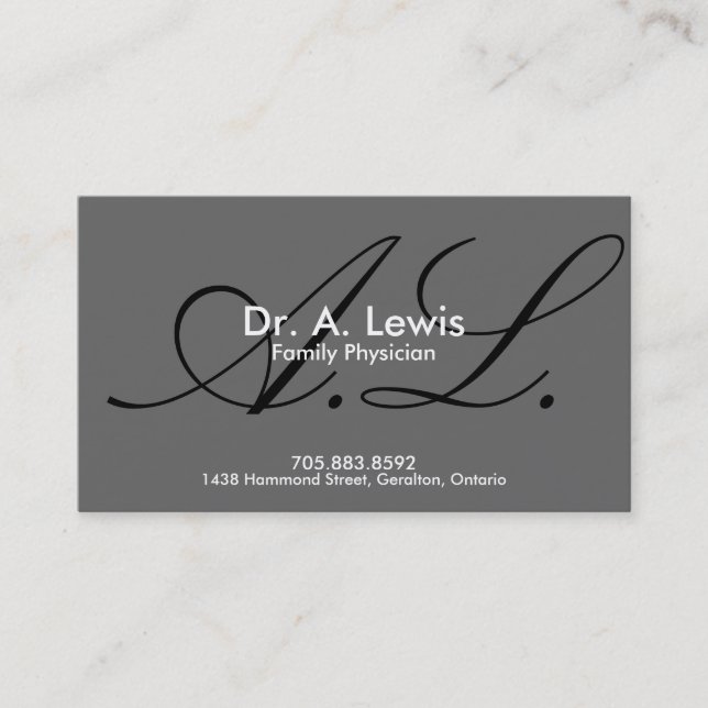 Physician and Medical Business Card - Monogram (Front)