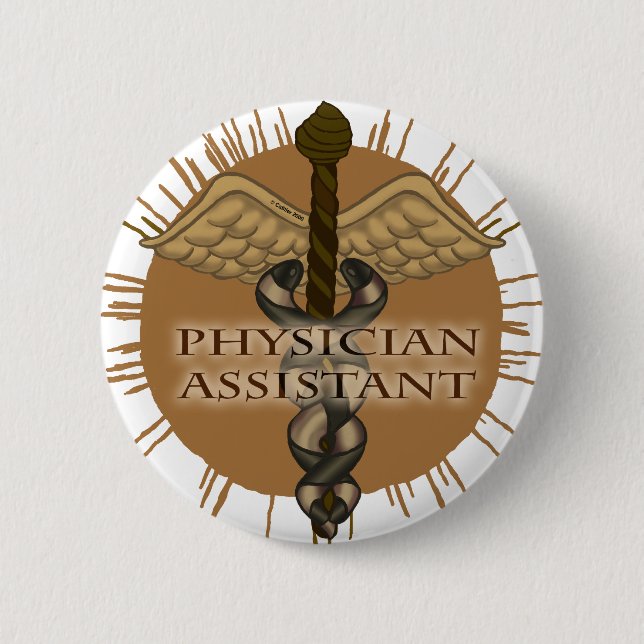 Physician Assistant Caduceus 2 Inch Round Button (Front)