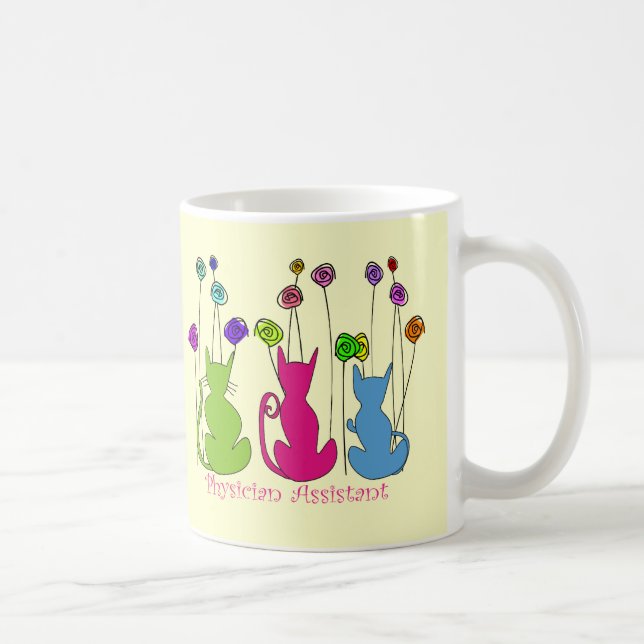 Physician Assistant Gifts Whimsical Cats Design Coffee Mug (Right)