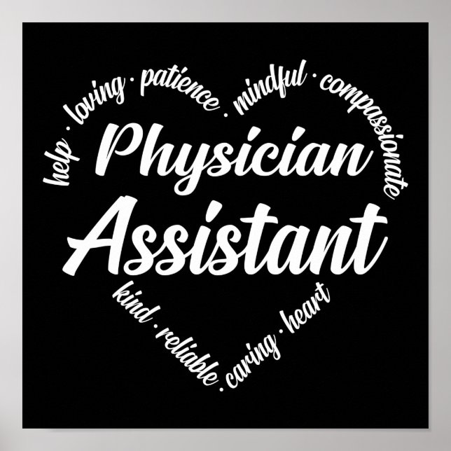Physician Assistant Heart Word Cloud Poster (Front)