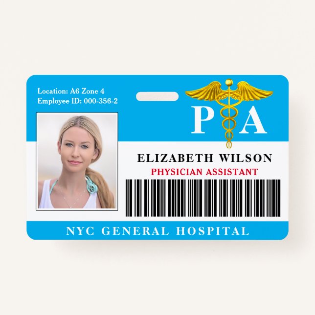 PHYSICIAN ASSISTANT | Hospital Employee Photo ID Badge (Front)