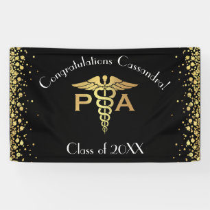 Physician Assistant PA Graduation Black Gold Banner